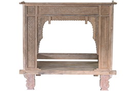 DKD Home Decor Indo 1c25 Cama Con Dosel Natural Teca 160 x 206 x 225 cm