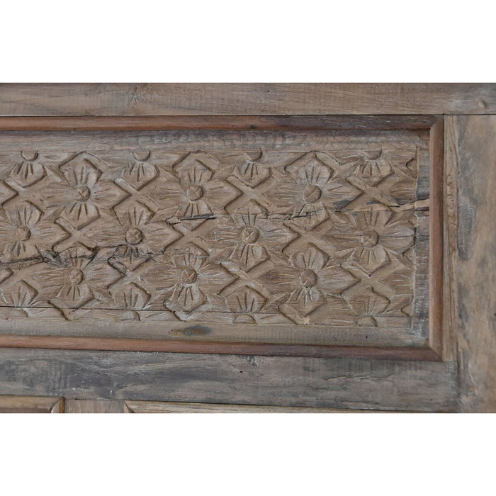 DKD Home Decor Cama con Dosel de Teca Tallada Decapé Natural