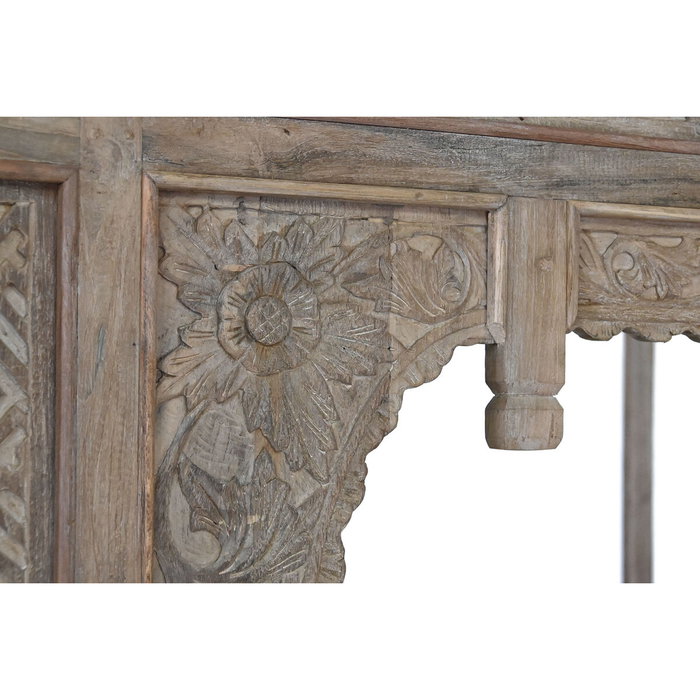 DKD Home Decor Cama con Dosel de Teca Tallada Decapé Natural