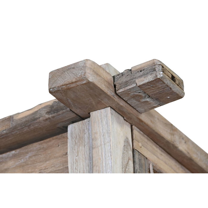 DKD Home Decor Cama con Dosel de Teca Tallada Decapé Natural
