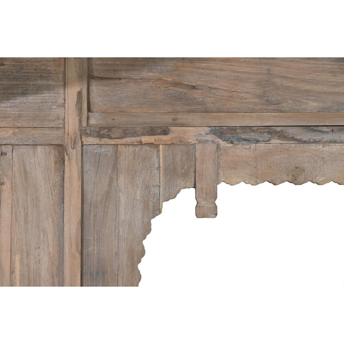 DKD Home Decor Cama con Dosel de Teca Tallada Decapé Natural