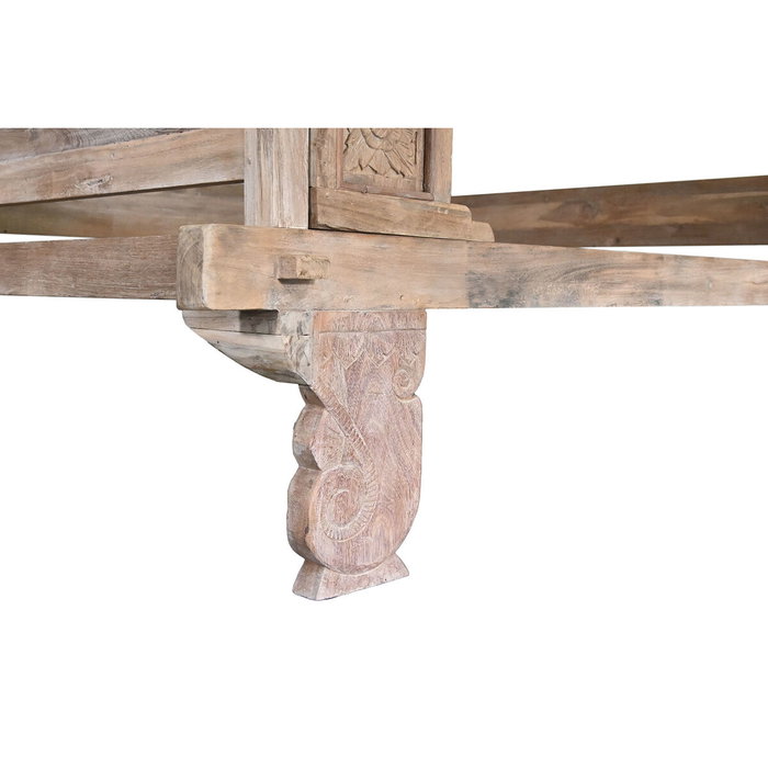 DKD Home Decor Cama con Dosel de Teca Tallada Decapé Natural