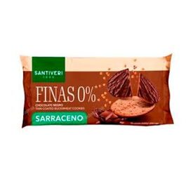 SANTIVERI Galleta Fina 0% Bañada Sarraceno Chocolate Negro Sin Azúcares Añadidos 90Gr