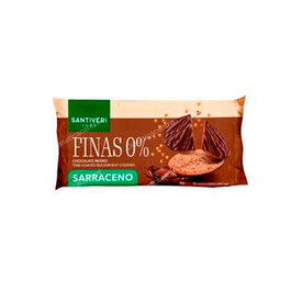 SANTIVERI Galleta Fina 0% Bañada Sarraceno Chocolate Negro Sin Azúcares Añadidos 90Gr