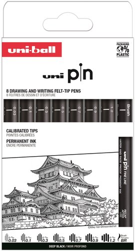 Uniball PIN Set 8 Rotuladores Calibrados Clásico I Negro