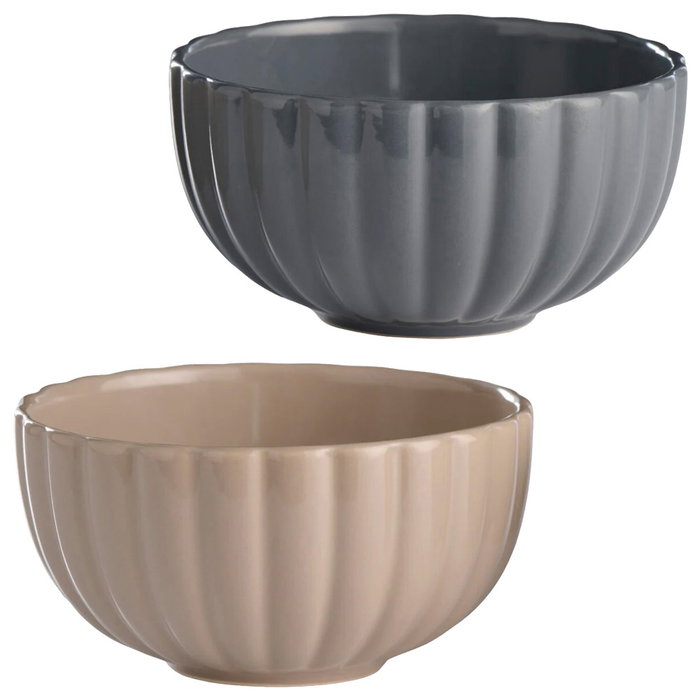 Day Bol de gres con relieve, 500 ml, diámetro 13.5 cm x altura 7 cm, apto para lavavajillas, colores surtidos (beige o gris)