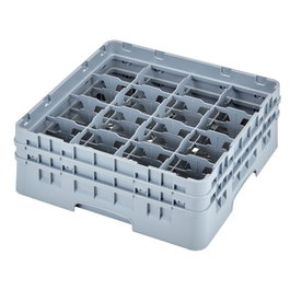 CAMBRO Cesta de lavado para tazas con 16 compartimentos, Gris claro