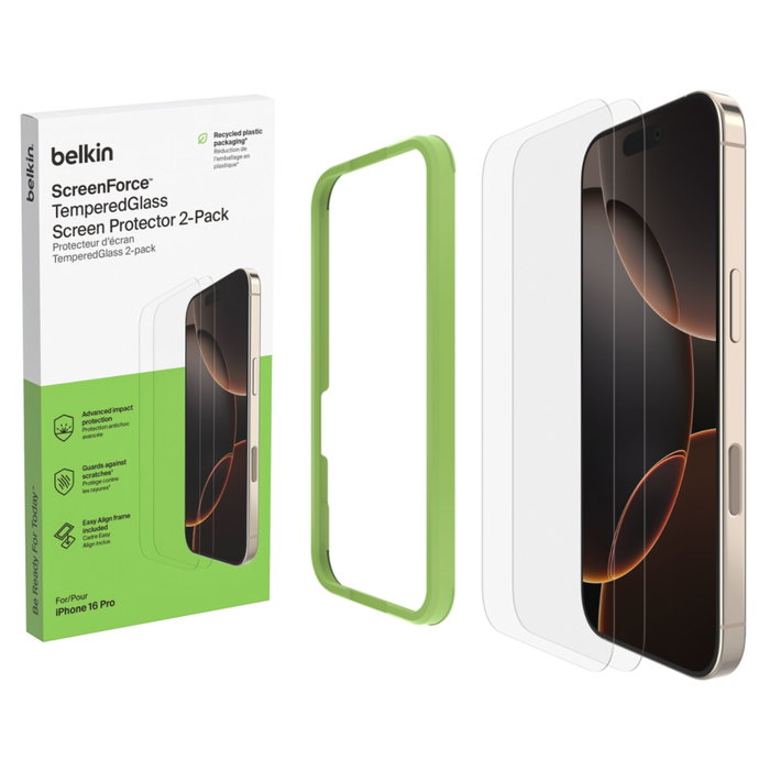 Belkin ScreenForce Protector de Pantalla de Vidrio Templado para iPhone 16 Pro / iPhone 17 (2 unidades) Belkin ScreenForce Protector de Pantalla de Vidrio Templado para iPhone 16 Pro / iPhone 17 (2 unidades)