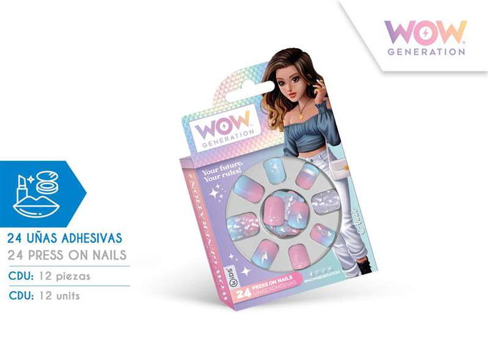 Wow Generation Set de 24 Uñas Adhesivas Falsas para Niños, Juguete de Imitación y Maquillaje, Edad Recomendada 3+ Años