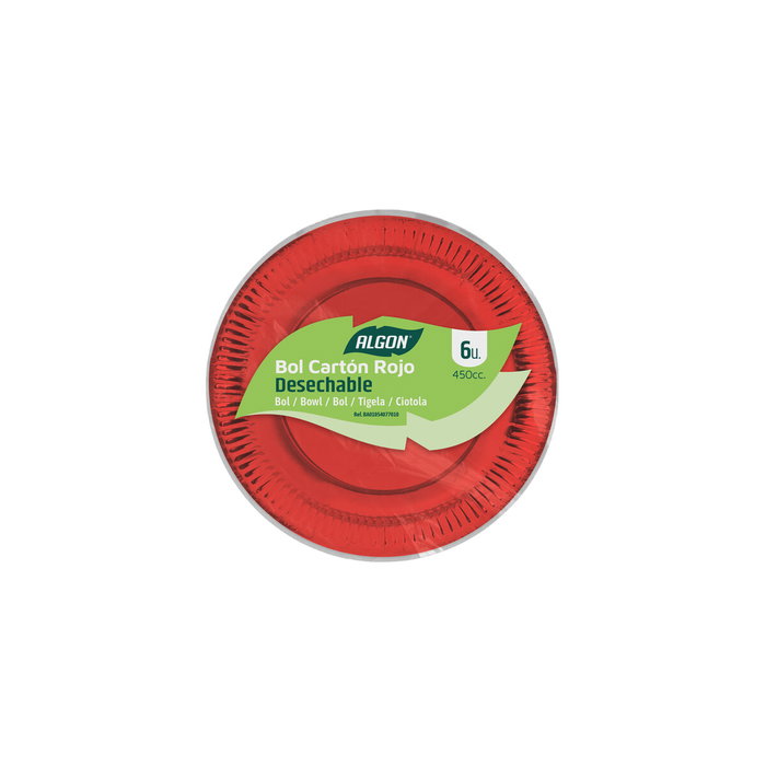 Set de Platos Algon Rojo 450 ml 6 Piezas (18 Unidades)