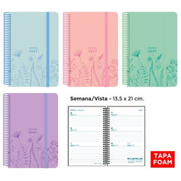 SENFORT Agenda Anual 2027 con Tapa PP Foam y Goma 135x210 mm