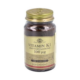 SOLGAR Vitamina K Natural 100Mcg 100 Comp. Cardioprotectora Apta Veganos