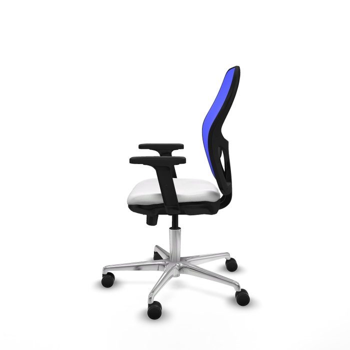 PIQUERAS Y CRESPO Silla de oficina Jorquera con mecanismo Sincro/Traslack, Tela Blanca y Malla Azul