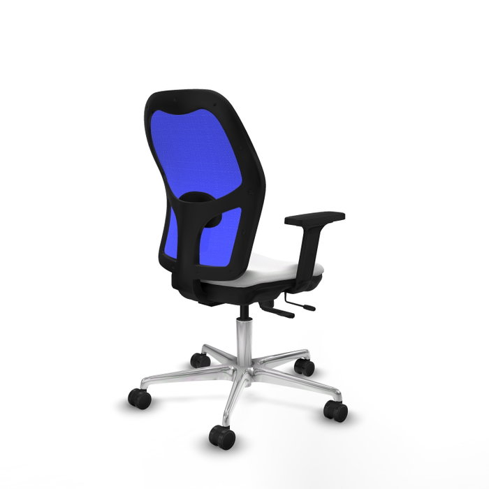 PIQUERAS Y CRESPO Silla de oficina Jorquera con mecanismo Sincro/Traslack, Tela Blanca y Malla Azul