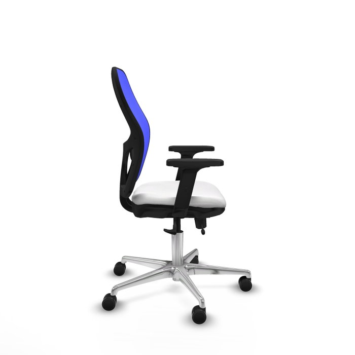 PIQUERAS Y CRESPO Silla de oficina Jorquera con mecanismo Sincro/Traslack, Tela Blanca y Malla Azul