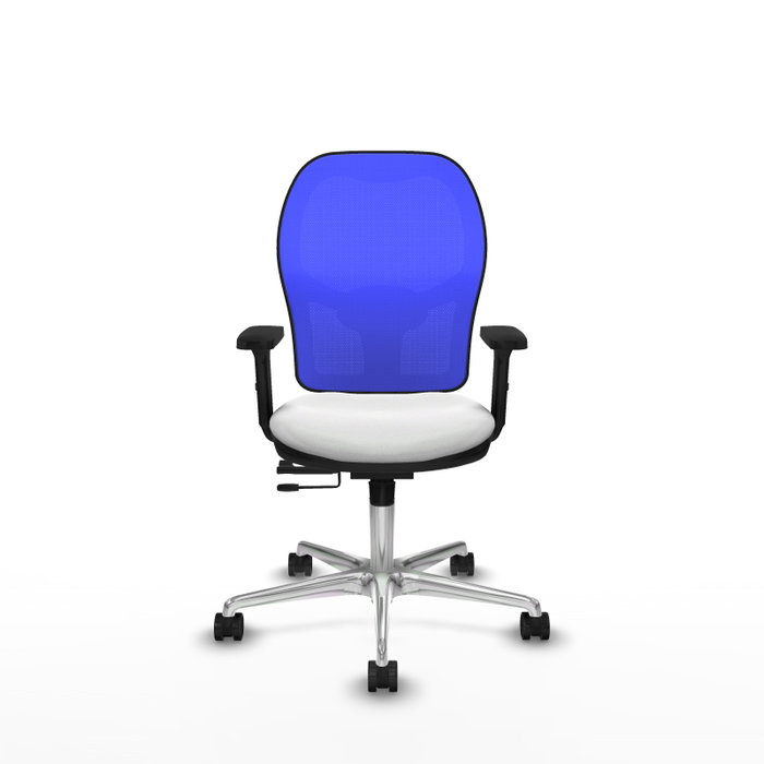 PIQUERAS Y CRESPO Silla de oficina Jorquera con mecanismo Sincro/Traslack, Tela Blanca y Malla Azul