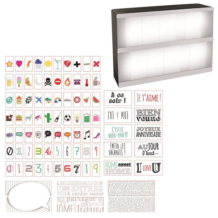 Home Deco Light Dina5 Caja Luminosa LED para Mensajes con 86 Tarjetas, Decorativa y Funcional Home Deco Light Dina5 Caja Luminosa LED para Mensajes con 86 Tarjetas, Decorativa y Funcional