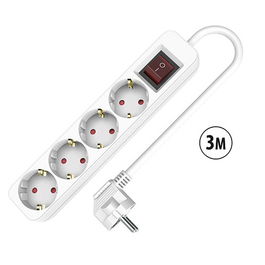 Regleta Enchufes 4 Tomas con interruptor TM Electron TMUAD534S Blanco 3680 W (3 m)