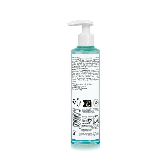 Babaria Gel Limpiador con Ácido Hialurónico y Niacinamida 200 ml Desmaquillante e Hidratante para el Rostro Babaria Gel Limpiador con Ácido Hialurónico y Niacinamida 200 ml Desmaquillante e Hidratante para el Rostro