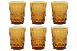 DKD Home Decor Set de 6 Vasos de Cristal Ambar 240ml 8x10x8 cm Colección Classic Garbo