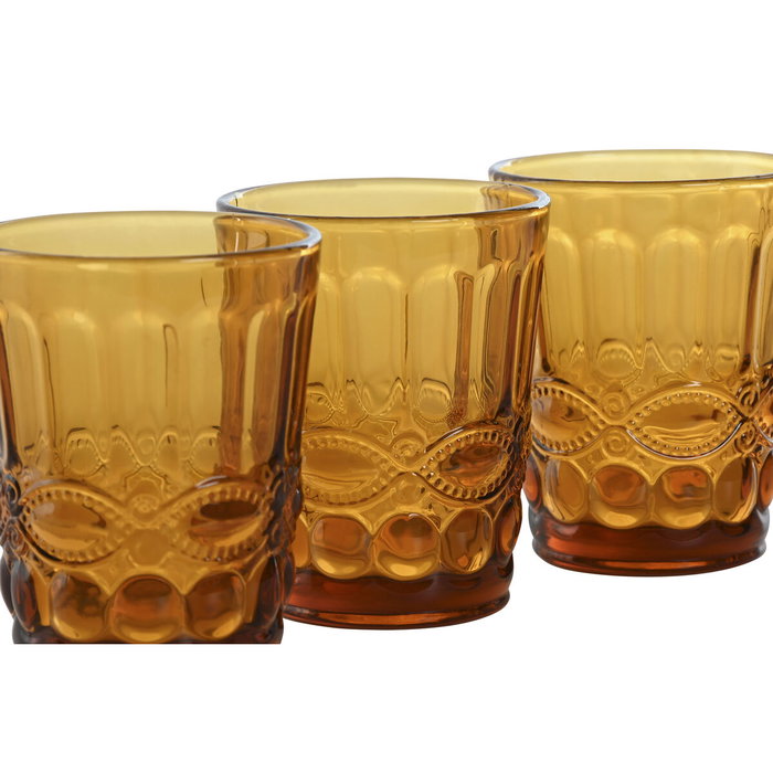 DKD Home Decor Set de 6 Vasos de Cristal con Relieve Ámbar Classic Garbo 240ml DKD Home Decor Set de 6 Vasos de Cristal con Relieve Ámbar Classic Garbo 240ml