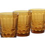 DKD Home Decor Set de 6 Vasos de Cristal con Relieve Ámbar Classic Garbo 240ml