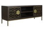 DKD Home Decor Rombo Gold Mueble TV Moderno Marrón Dorado 140 x 55 x 40 cm Acacia Metal Puertas