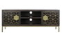 DKD Home Decor Rombo Gold Mueble TV Moderno Marrón Dorado 140 x 55 x 40 cm Acacia Metal Puertas