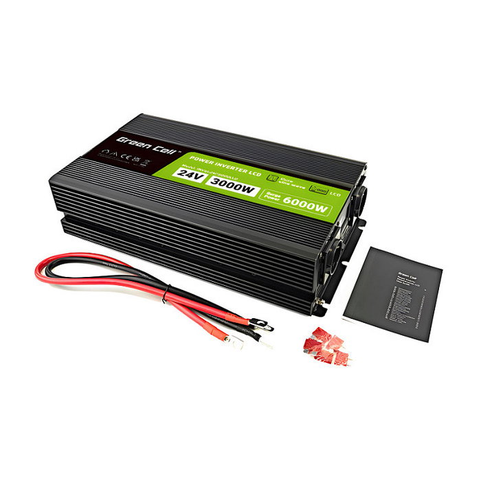 Green Cell KFZ Spannungswandler Power Inverter 24V a 230V 3000W/6000W LCD - Inversor para Coche, 24V DC a 230V AC, Con Display