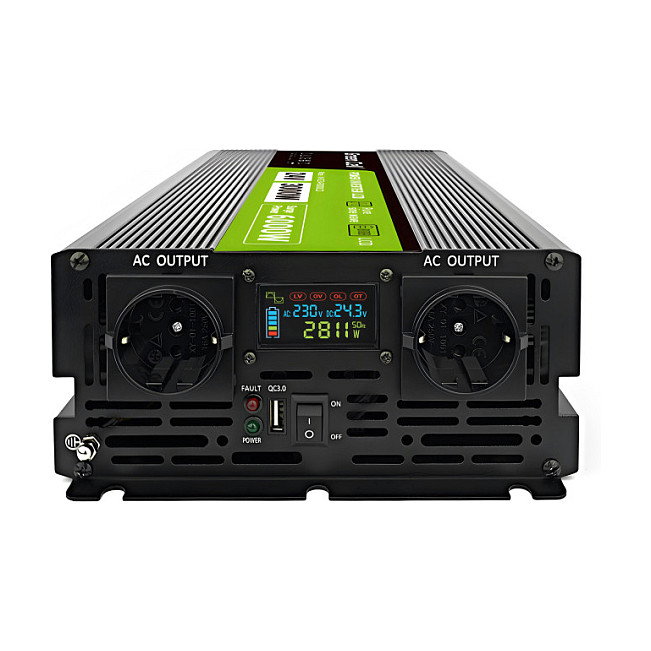 Green Cell KFZ Spannungswandler Power Inverter 24V a 230V 3000W/6000W LCD - Inversor para Coche, 24V DC a 230V AC, Con Display