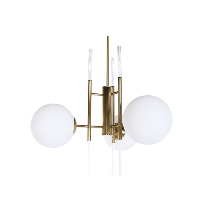 DKD Home Decor Lámpara de Techo de Metal y Cristal con Bolas Doradas 64x64x64 cm