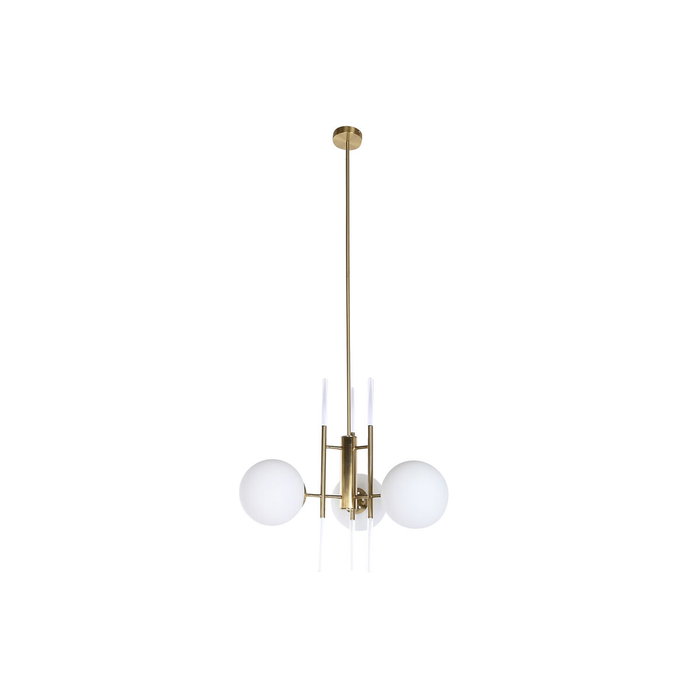 DKD Home Decor Lámpara de Techo de Metal y Cristal con Bolas Doradas 64x64x64 cm