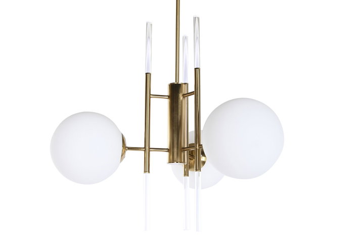DKD Home Decor Lámpara Techo Moderno Dorado Blanco Metal Cristal 64 x 64 x 64 cm