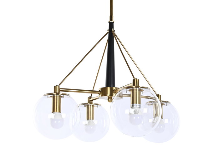 DKD Home Decor Lámpara Techo Moderno Dorado Blanco Metal Cristal 64 x 64 x 64 cm