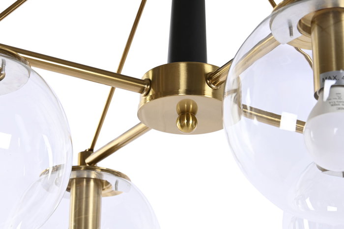 DKD Home Decor Lámpara Techo Moderno Dorado Blanco Metal Cristal 64 x 64 x 64 cm