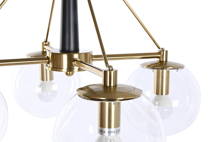 DKD Home Decor Lámpara Techo Moderno Dorado Blanco Metal Cristal 64 x 64 x 64 cm