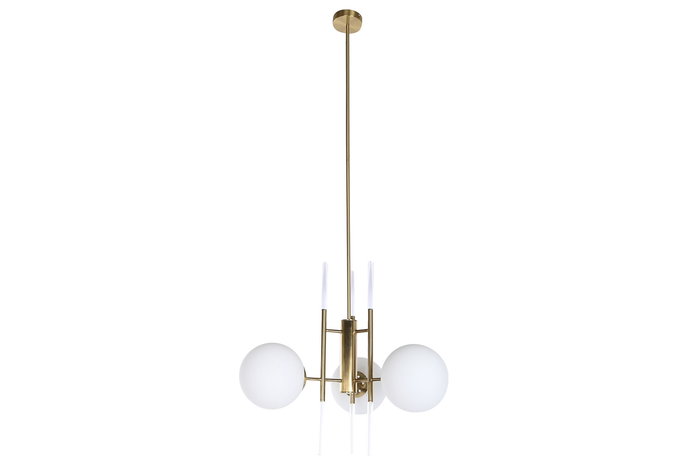 DKD Home Decor Lámpara Techo Moderno Dorado Blanco Metal Cristal 64 x 64 x 64 cm