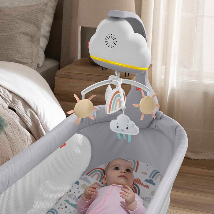 Fisher-Price Hbp40 Móvil para Cuna Lluvia y Arcoíris con Música, Luz Nocturna y Sensor de Sonido. Juguete Bebés +0 meses