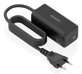 AISENS Cargador Sobremesa GaN 100W con 3 USB-C PD3.0 QC4.0 QC5.0 y 1 USB-A QC3.0 Negro