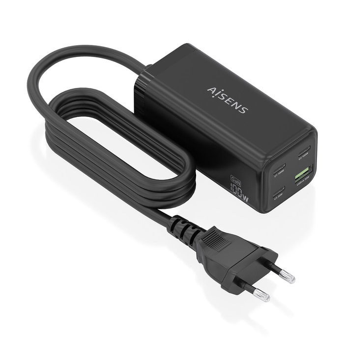 Aisens Cargador Sobremesa GaN 100W 3xUSB-C y 1xUSB-A Negro Aisens Cargador Sobremesa GaN 100W 3xUSB-C y 1xUSB-A Negro