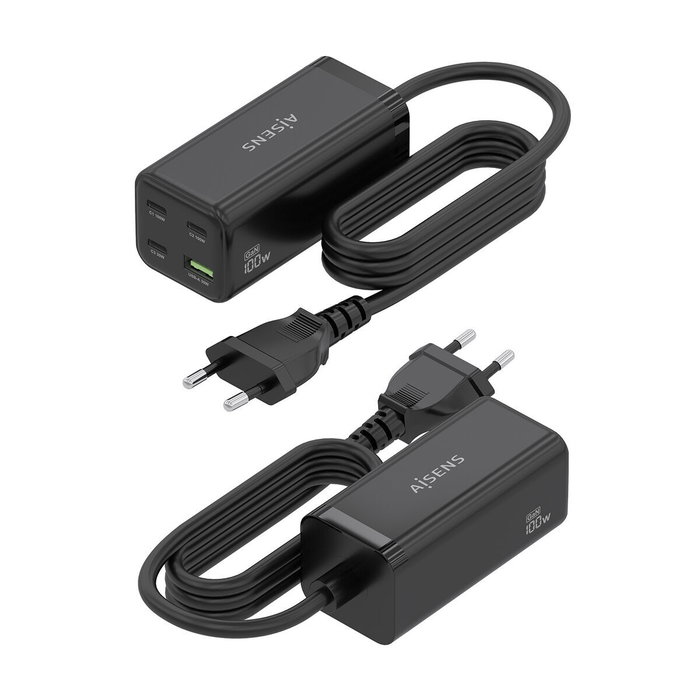 Aisens Cargador Sobremesa GaN 100W 3xUSB-C y 1xUSB-A Negro Aisens Cargador Sobremesa GaN 100W 3xUSB-C y 1xUSB-A Negro