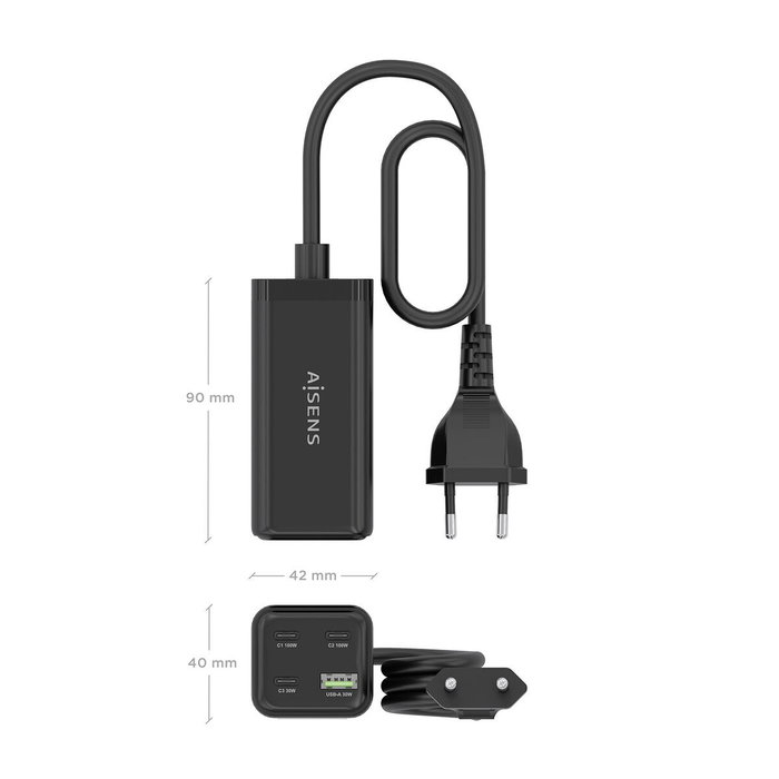 Aisens Cargador Sobremesa GaN 100W 3xUSB-C y 1xUSB-A Negro Aisens Cargador Sobremesa GaN 100W 3xUSB-C y 1xUSB-A Negro