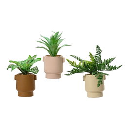 Maceta de planta verde de 25 cm con tiesto de cemento en colores surtidos