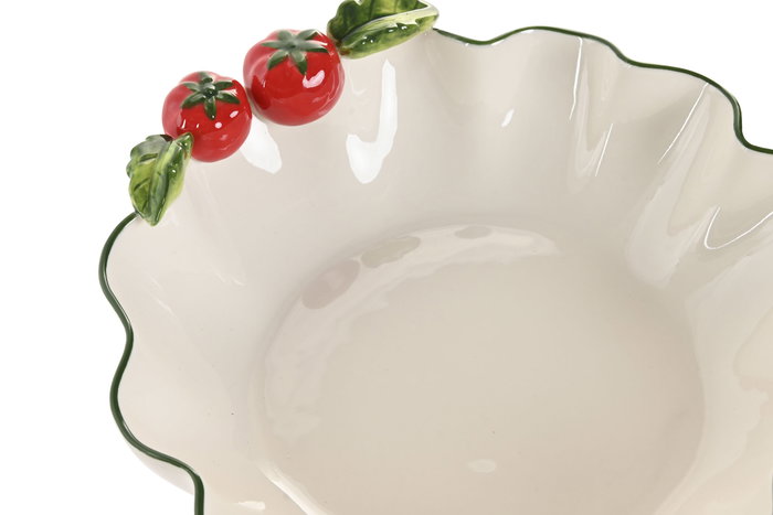 DKD Home Decor Ensaladera de Gres Tomates Blanco DKD Home Decor Ensaladera de Gres Tomates Blanco