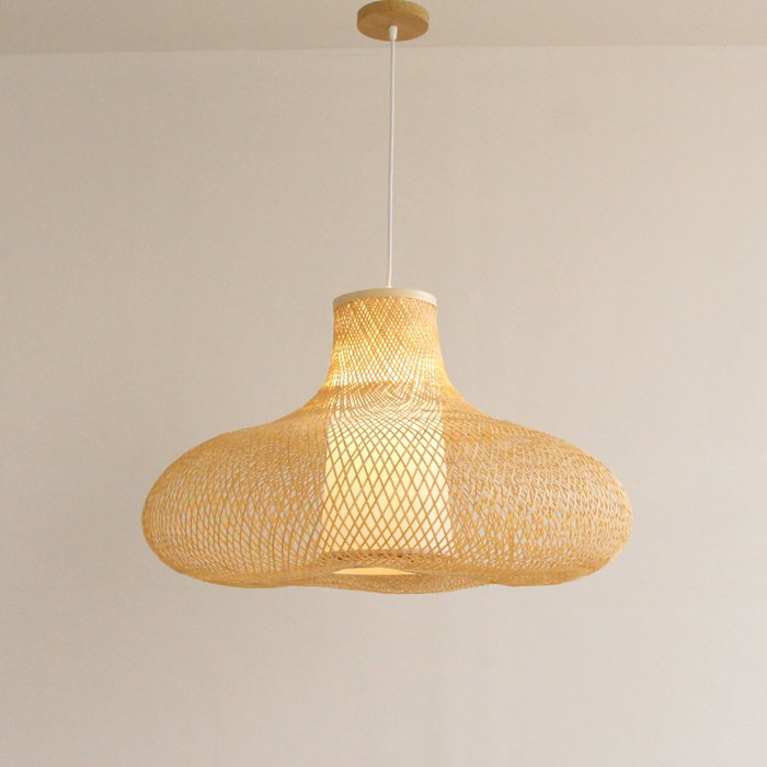 DKD Home Decor Lámpara de Techo de Bambú Natural 75x75x43,5 cm