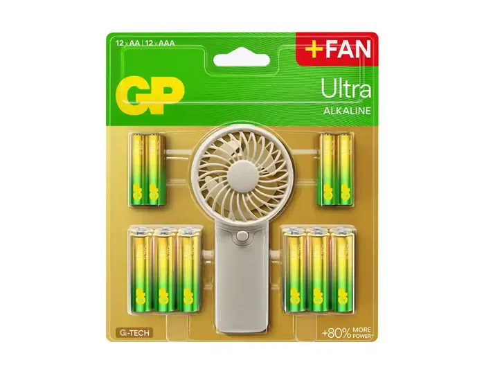 GP Pack de ventilador de mano con 12 pilas AA y 12 pilas AAA ultraalcalinas GP Pack de ventilador de mano con 12 pilas AA y 12 pilas AAA ultraalcalinas