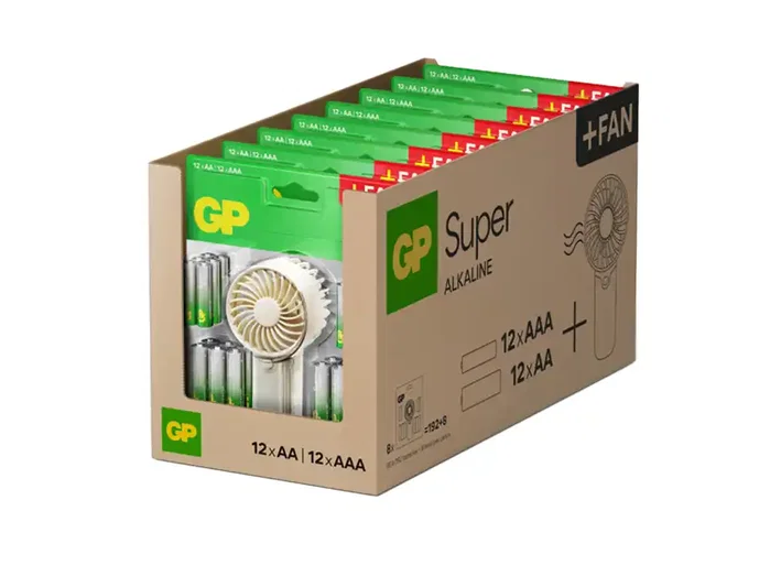 GP Pack de ventilador de mano con 12 pilas AA y 12 pilas AAA ultraalcalinas GP Pack de ventilador de mano con 12 pilas AA y 12 pilas AAA ultraalcalinas