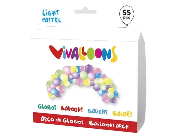 VIVALLOONS Guirnalda de Arco Light Colores Pastel Claro 55 Unidades VIVALLOONS Guirnalda de Arco Light Colores Pastel Claro 55 Unidades