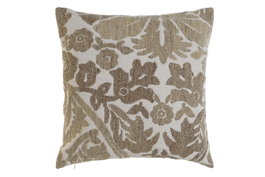 DKD Home Decor Cojín de Algodón Bordado Beige y Marrón (Pack de 2)