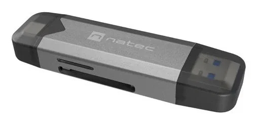 Natec Lector de Tarjetas USB 3.1 Gen 1 NCZ-2262 para SD/MicroSD/SDHC/SDXC hasta 5000 Mbit/s con Puertos USB-A y USB-C